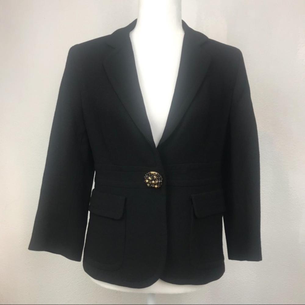 Crew wool blazer with accent button- size 10